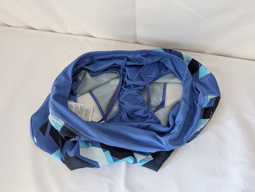 Nike Dri-Fit running shorts, Geometric Blue shades, Size Medium