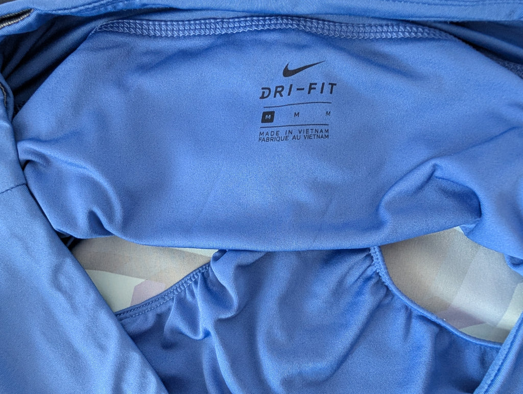 Nike Dri-Fit running shorts, Geometric Blue shades, Size Medium