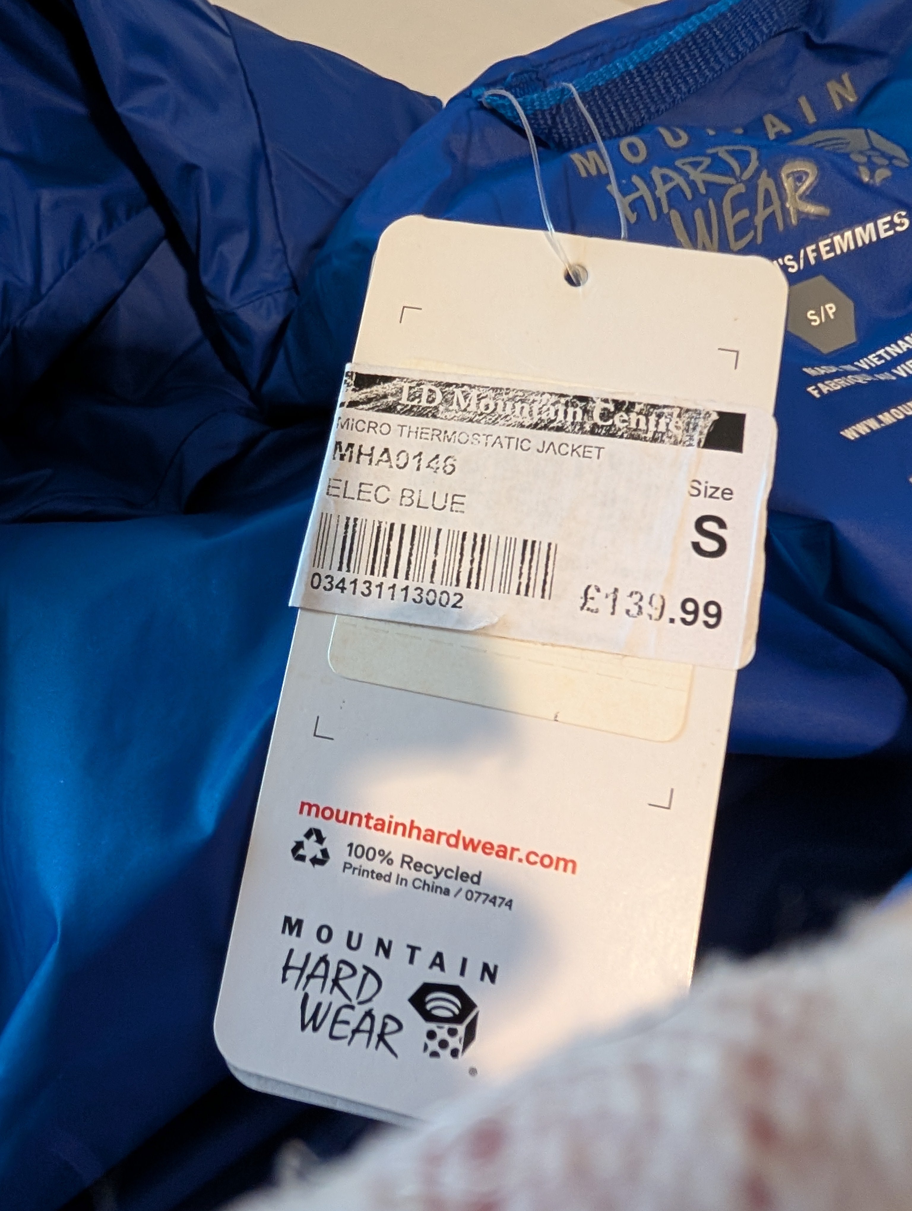Mountain Hardwear, Micro Thermostatic Jacket; women’s, Electric Blue&nbsp; (Size S), BNWT Ref. CJ0026.