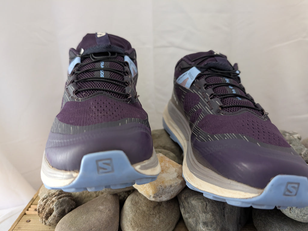 Salomon Ultra Glide 2, women’s trail running shoes, Purple/light grey &amp; Blue, Size 5.5