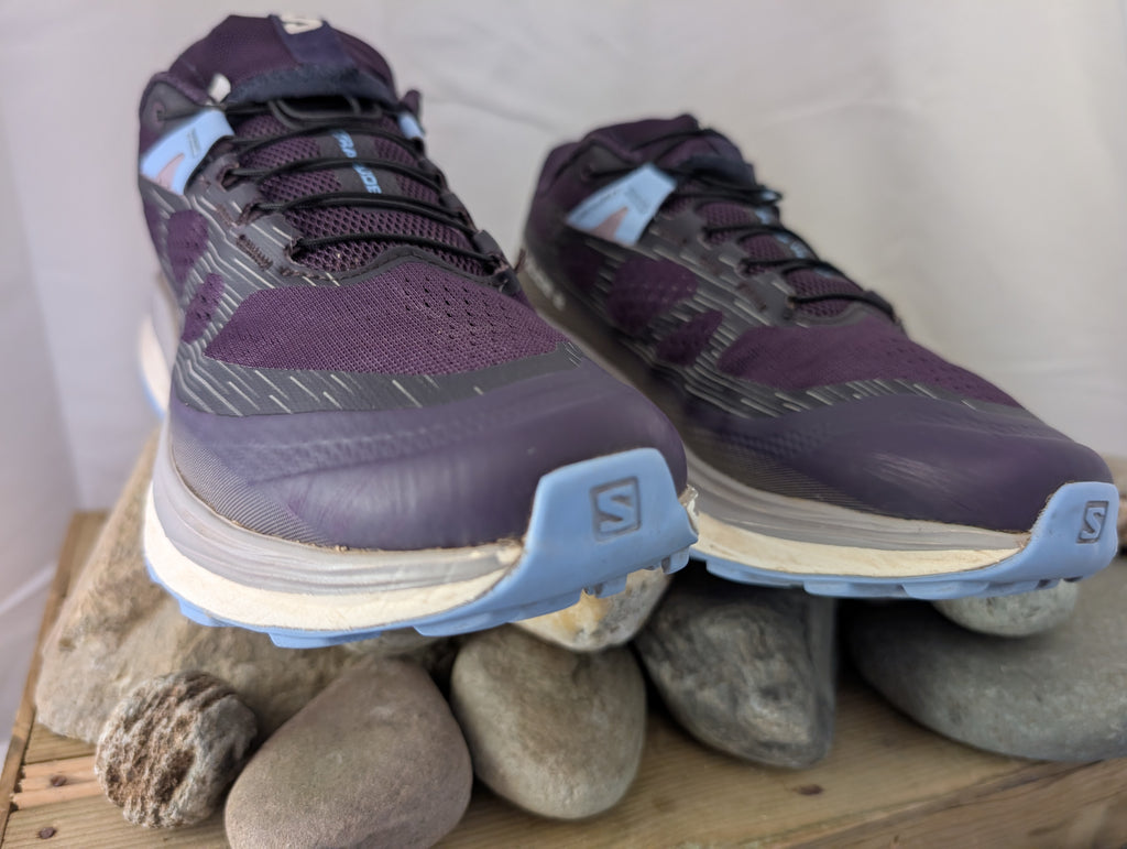 Salomon Ultra Glide 2, women’s trail running shoes, Purple/light grey &amp; Blue, Size 5.5