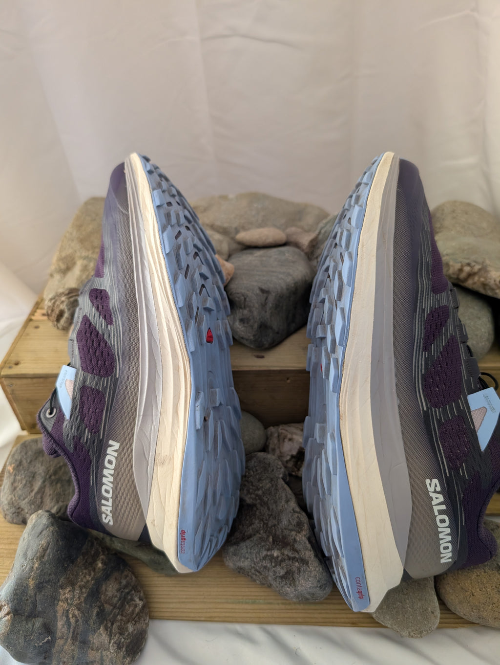 Salomon Ultra Glide 2, women’s trail running shoes, Purple/light grey &amp; Blue, Size 5.5