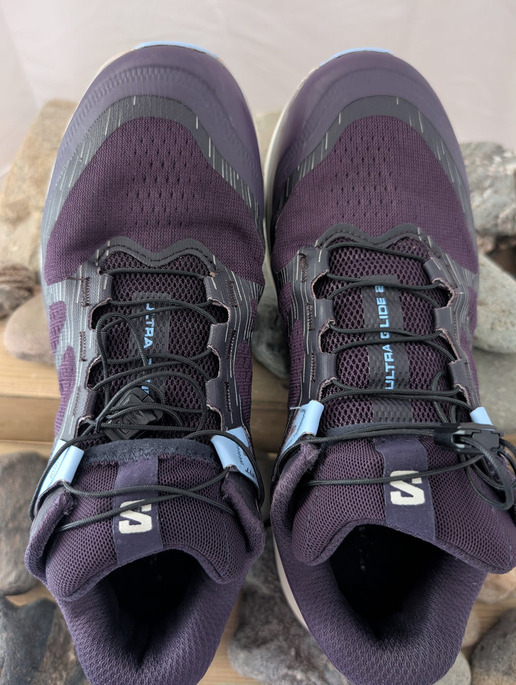 Salomon Ultra Glide 2, women’s trail running shoes, Purple/light grey &amp; Blue, Size 5.5