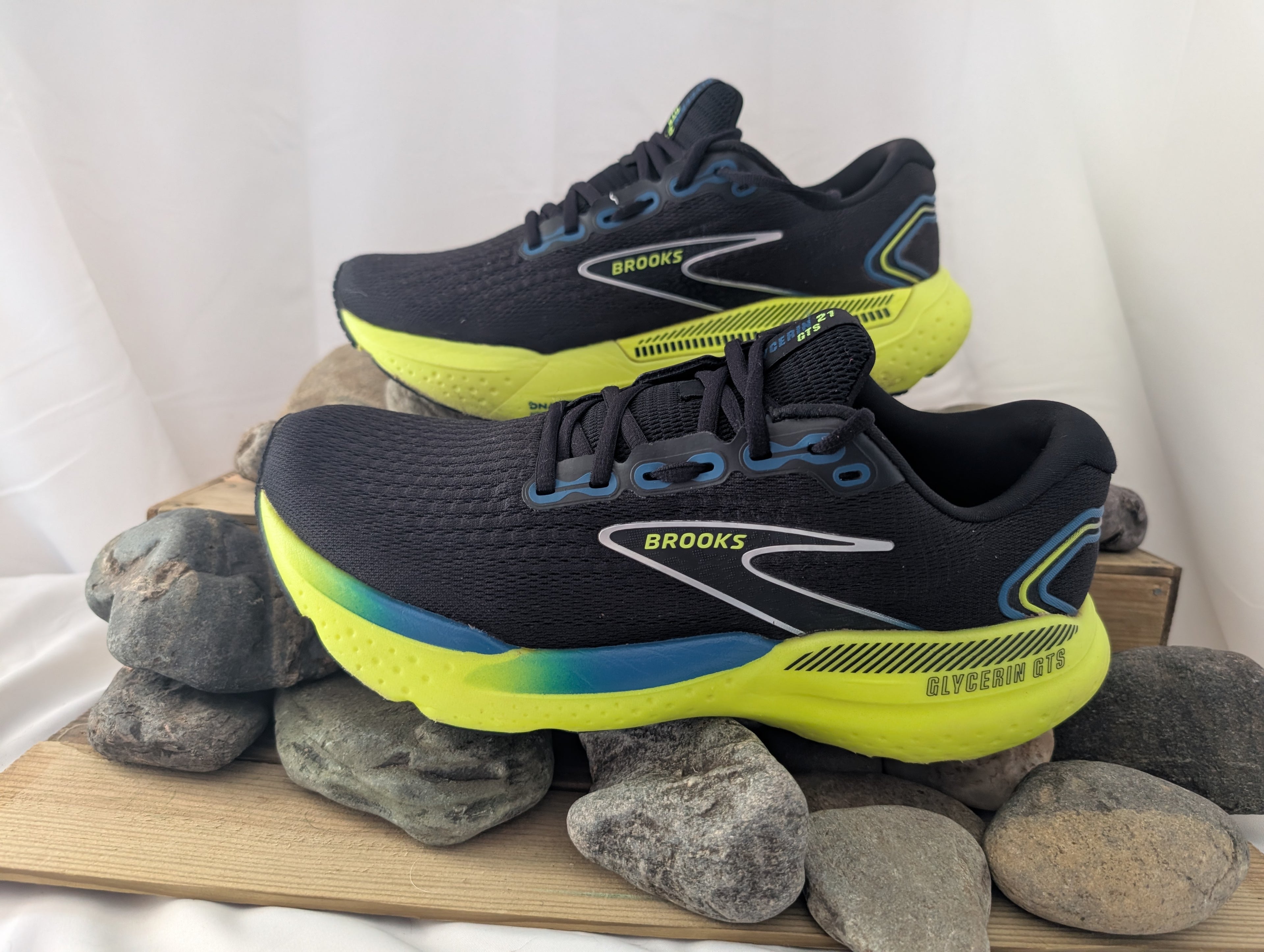 Brooks, Glycerin GTS 21, Road running shoes, Black/Yellow ( 8.5 D ) (F0089)