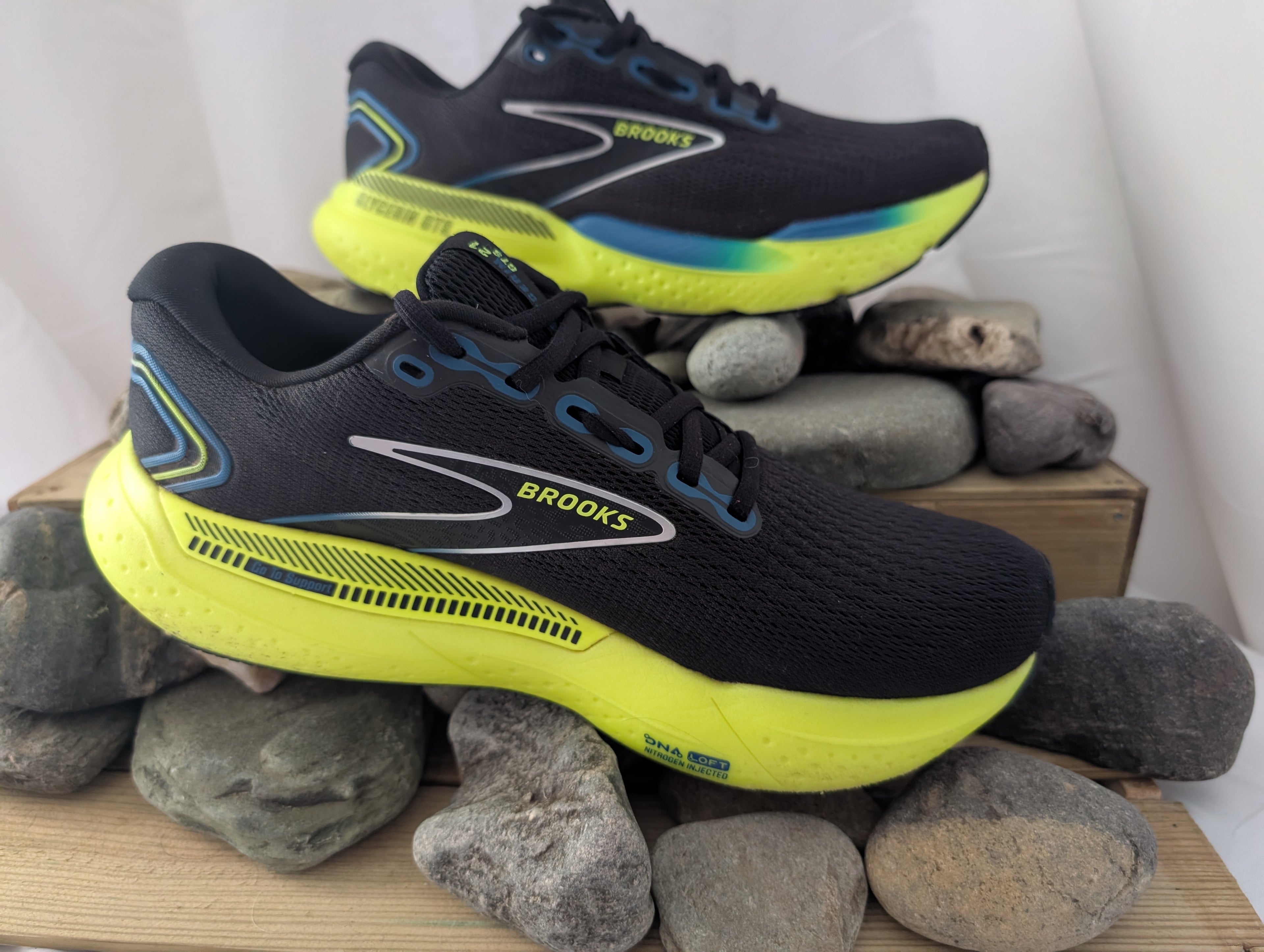 Brooks, Glycerin GTS 21, Road running shoes, Black/Yellow ( 8.5 D ) (F0089)