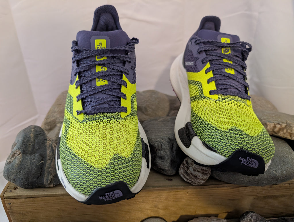 North Face, Summit Vectiv Pro, Trail running shoes, Yellow/Grey, Size 4.5, F0093