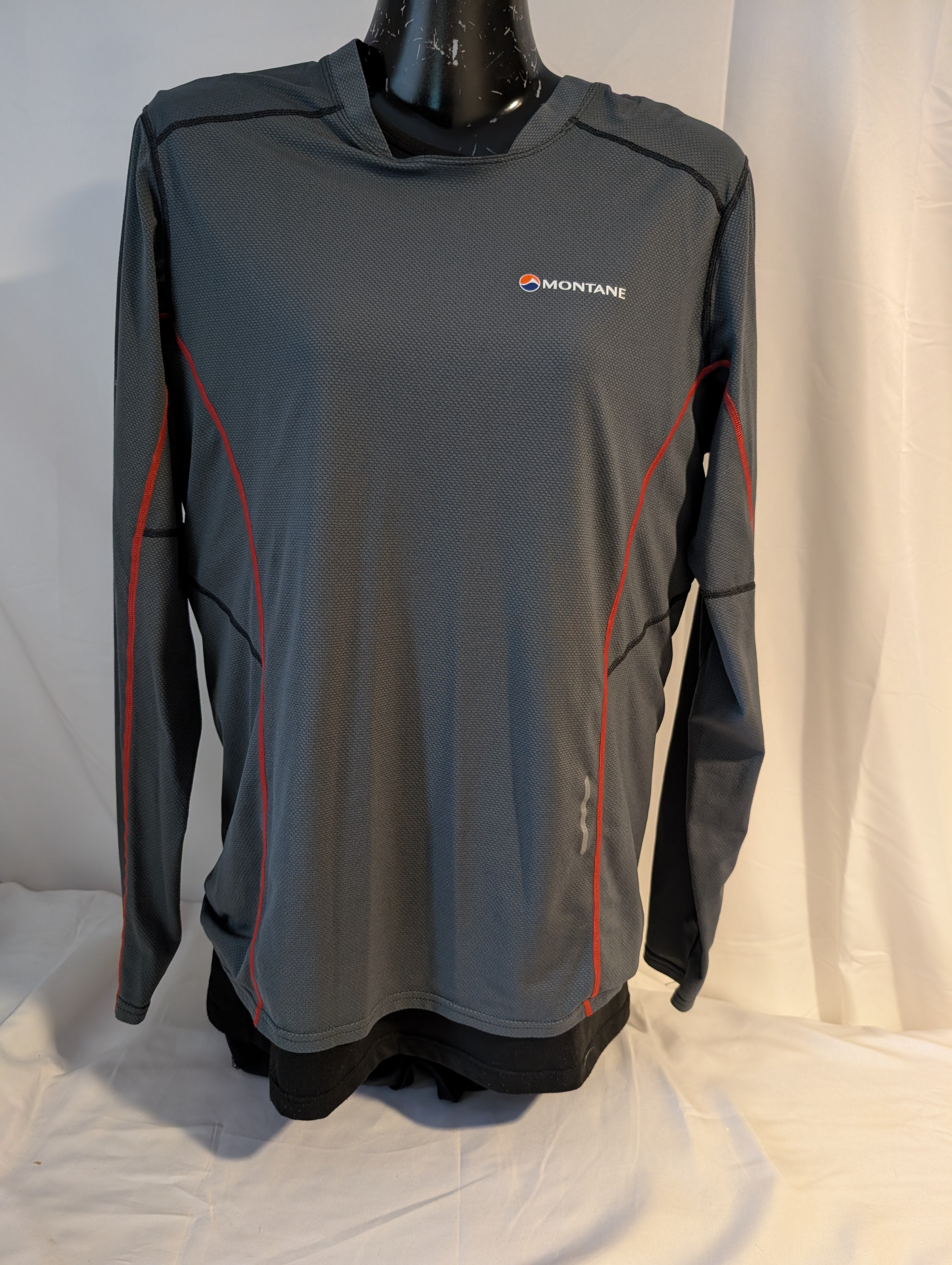 Montane, VIA Razor, Men’s long-sleeved running top, Grey, size M, CT0010.