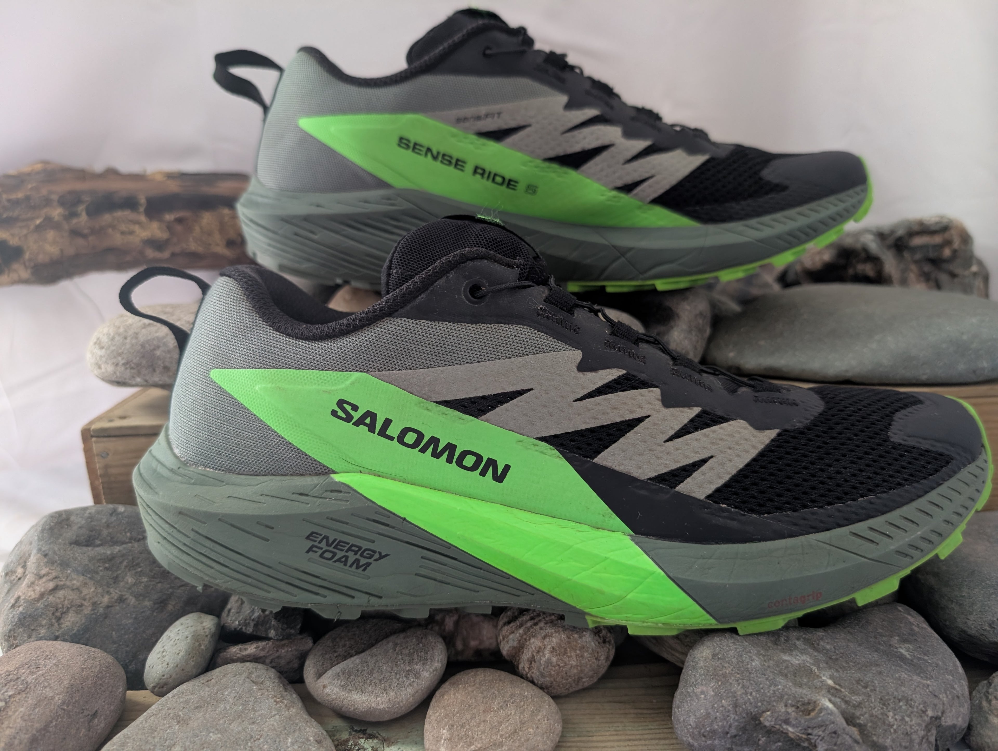 Salomon, Sense Ride 5, Men’s trail running shoes, Red, Size 10 (F0129)