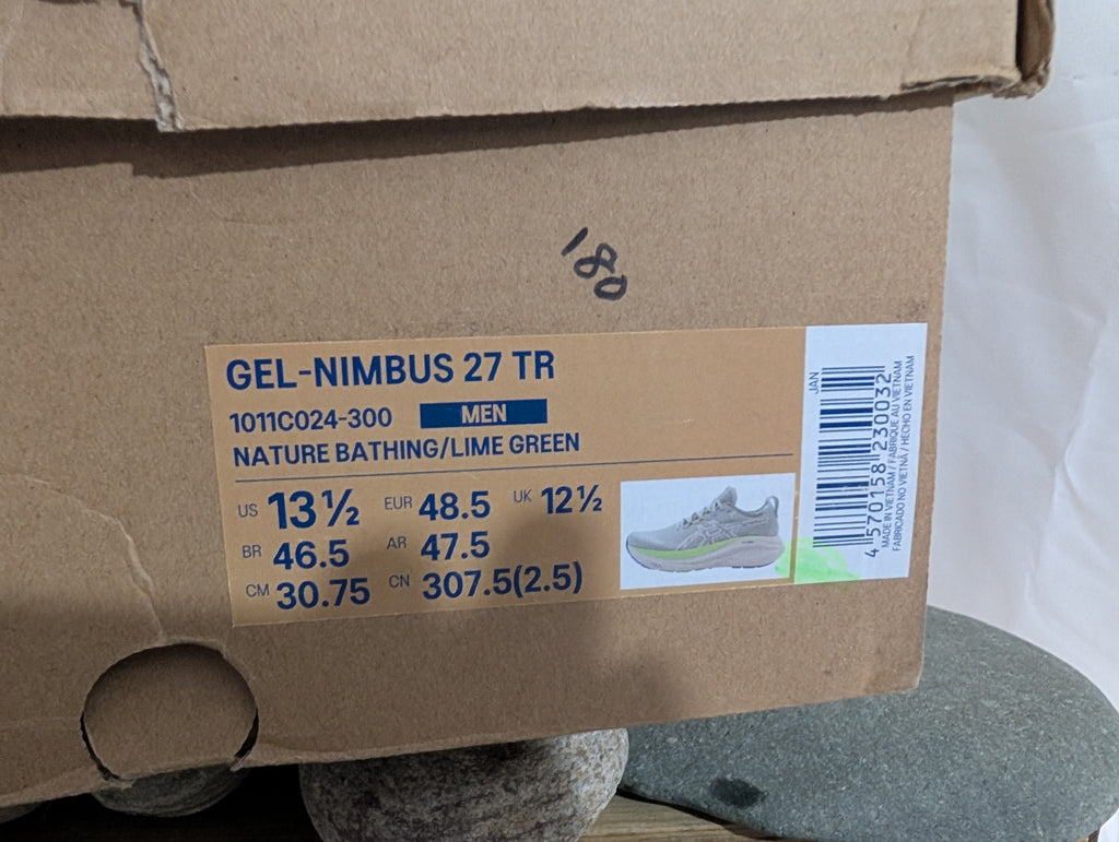 Asics, Gel-Nimbus 27 TR, Men's trail running shoes, size 12.5 (F0155)